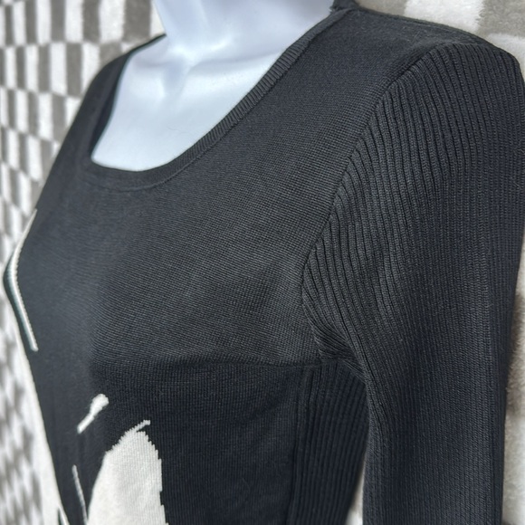 Retro Angry duck sweater dress ribbed knit sleeve double layer front designer - Picture 4 of 7